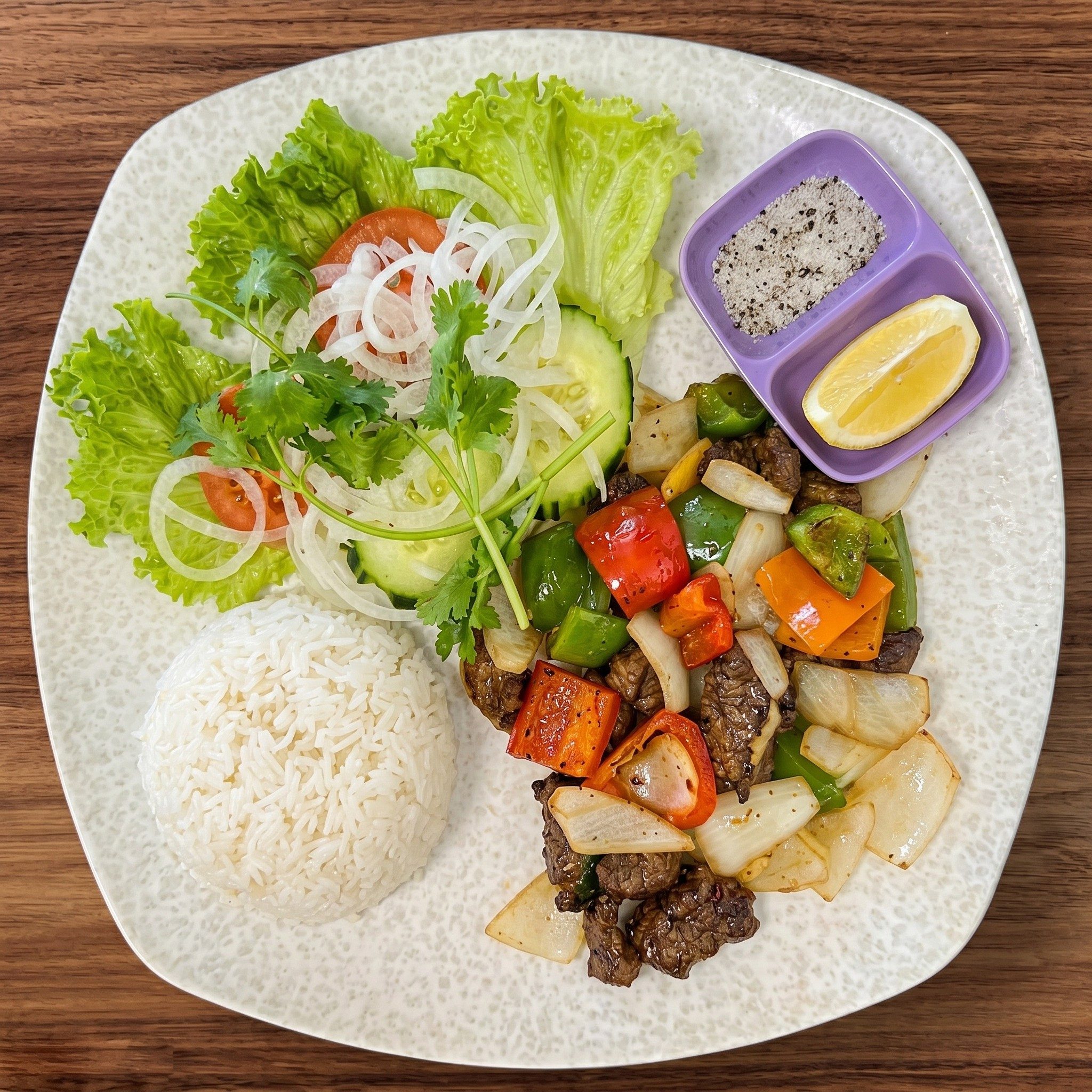 Shaking Filet Mignon Beef with Rice.