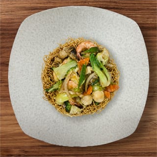 Seafood Crispy Egg Noodles - Mì Xào Giòn Hải Sản