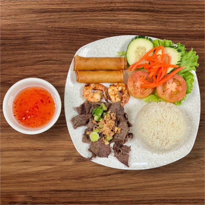Combo Grilled Beef with Rice.
